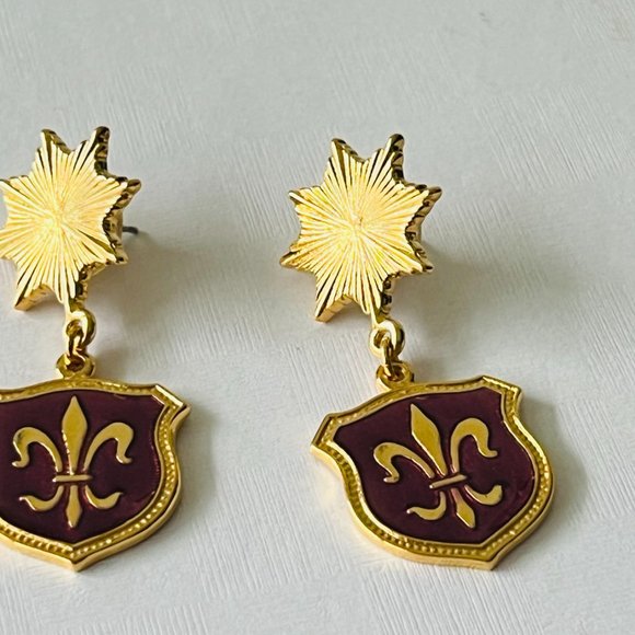 Vintage Classic Chunky Ocean Star Marine Charm Earrings, 18K Gold Plated - Picture 2 of 5